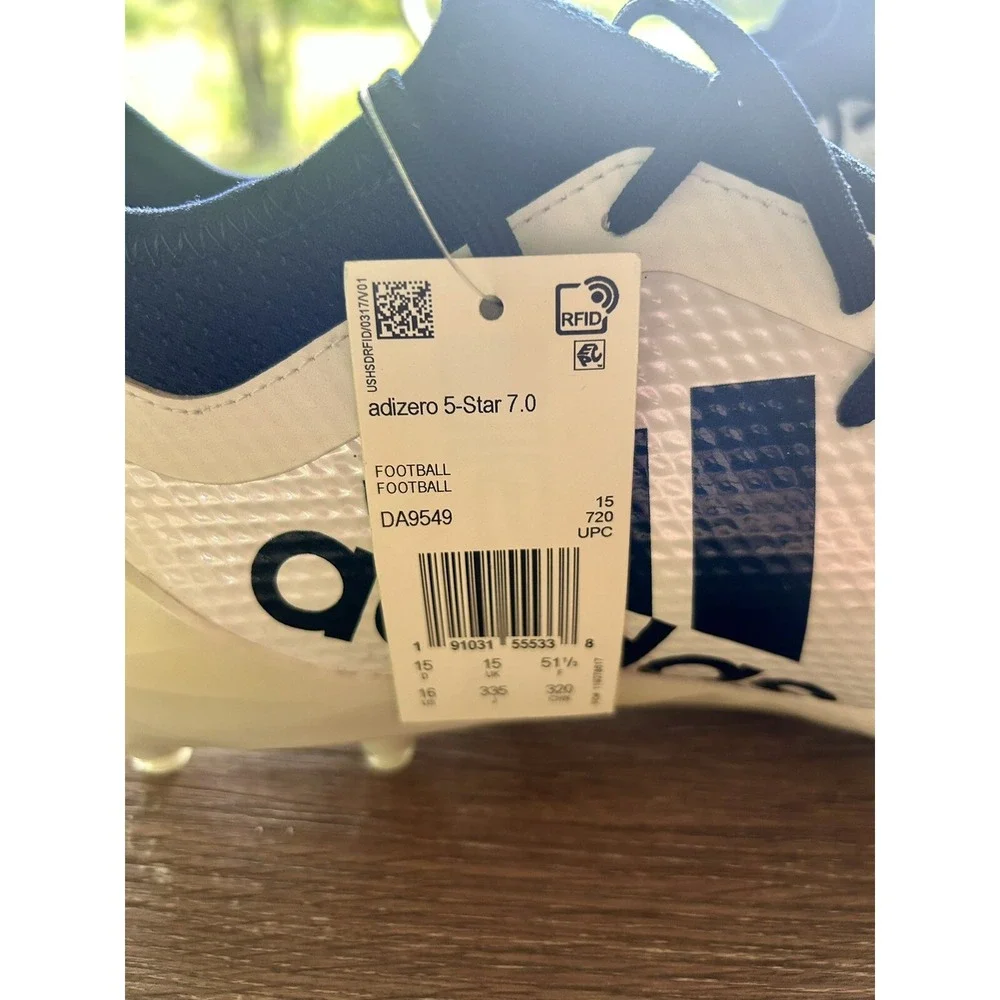 Adidas‎ Adizero 5-Star 7.0 Football Cleats White Navy Blue DA9549 Mens size 16